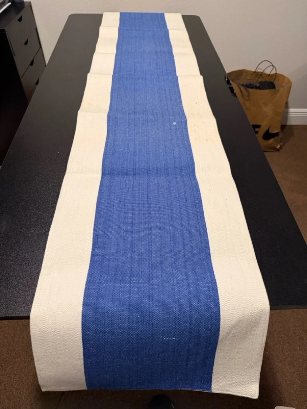 Blue and Cream Striped Table Runner - Classic Home Dining Accent